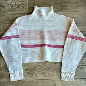 🦅 AE Studio Cropped Pink and Cream Turtleneck Sweater